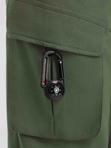 Baleaf green ripstop hiking pants cargo pocket with compass & thermometer #color_Army Green