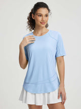 Baleaf light blue UPF 50+ short-sleeve athletic shirt with curved hem #color_Light Blue