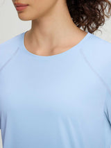 Baleaf light blue UPF 50+ short-sleeve shirt with crew neck and raglan seams. #color_Light Blue