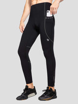 Men's black fleece-lined cycling tights with phone pocket and ankle zippers. #color_Dark Gray