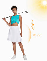 Baleaf Women's UPF 50+ Knee Length Golf Skorts w Pockets White Full
