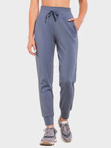 Laureate Thermal Tapered Joggers in Haze Blue, featuring a drawstring waist and elastic ankle cuffs. #color_Sea Blue