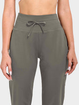 Dark gray Laureate Thermal Tapered Joggers (Petite) with drawstring waist. #color_Gray