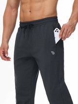 Men's dark grey fleece-lined straight leg pants with water-resistant finish and phone pocket. #color_Dark Gray