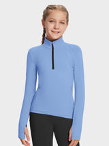 baleaf Girls Long Sleeve Shirts Fleece Jacket Fall Half Zip Pullover Kids Sweatshirts Athletic Thermal Coat