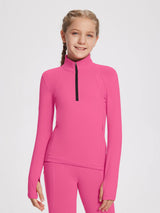 baleaf Girls Long Sleeve Shirts Fleece Jacket Fall Half Zip Pullover Kids Sweatshirts Athletic Thermal Coat