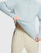 Baleaf Men's UPF50+ Lightweight Half-Zip Lapel Long Sleeve Light Gray Details