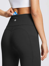Black 7/8 high-waisted leggings with hidden back pocket and side pocket #color_Black