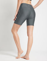 Baleaf Women's UPF50+ High-Rise Seamless Swim Shorts Back - Smoked Pearl