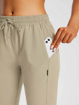 Laureate khaki UPF50+ pocketed capris: phone in pocket, drawstring waist. Outdoor comfort. #color_Doeskin