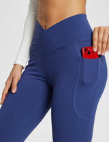 Baleaf Women's Laureate 29'' Crossover High-Rise Flared Pants dbh095 29-Navy Blue Details.#color_Navy Blue