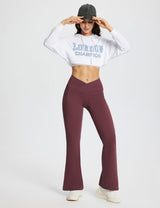 Baleaf Women's Laureate 32'' Crossover High-Rise Flared Pants dbh057 32-Wine Full