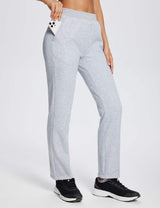 Baleaf Women's Evergreen Cotton Pocketed Sweatpants dbd077 Light Grey Side