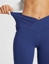 Baleaf Women's Laureate 29'' Crossover High-Rise Flared Pants dbh095 29-Navy Blue Details.#color_Navy Blue