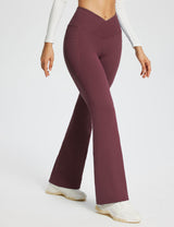 Baleaf Women's Laureate 29'' Crossover High-Rise Flared Pants dbh095 29-Wine Side.#color_Wine