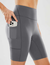 Baleaf Women's Sweatleaf High-Rise Pocketed Shorts ebh012 Smoked Pearl Details