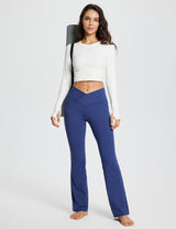 Baleaf Women's Laureate 29'' Crossover High-Rise Flared Pants dbh095 29-Navy Blue Full.#color_Navy Blue