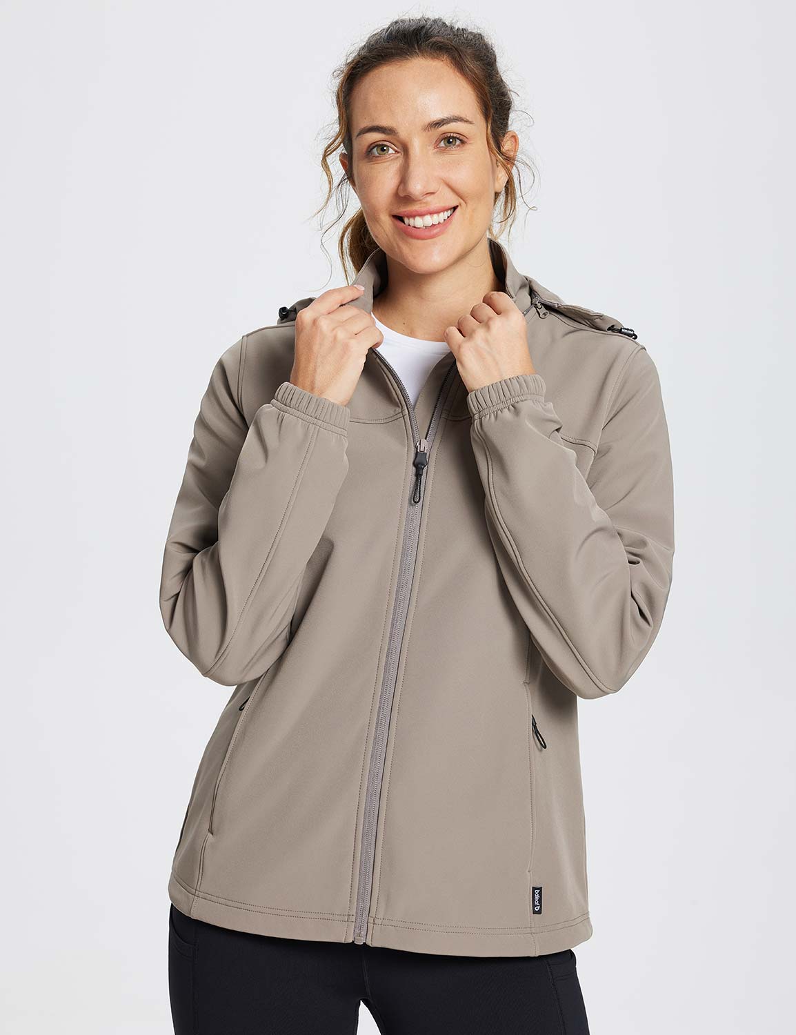 Baleaf Women's Water-Resistant Full-Zip Hooded Softshell Jacket