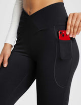 Baleaf Women's Laureate 29'' Crossover High-Rise Flared Pants dbh095 29-Black Details.#color_Black