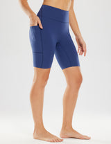 Baleaf Women's Sweatleaf High-Rise Pocketed Shorts ebh012 Estate Blue Side