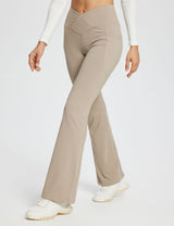 Baleaf Women's Laureate 29'' Crossover High-Rise Flared Pants dbh095 29-Khaki Side.#color_Khaki