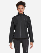 Baleaf Women's Waterproof Lightweight Full-Zip Pocketed Cycling Jacket aaa468 Black Front