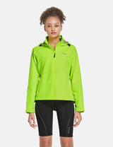 Baleaf Women's Waterproof Lightweight Full-Zip Pocketed Cycling Jacket aaa468 Fluorescent Yellow Front