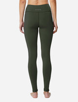 Baleaf Women's Mid-Rise Fleece Lined Basic Yoga & Workout Leggings abh018 Army-Green Back