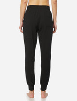 Baleaf Women's Cotton Comfy Pocketed & Tapered Weekend Joggers abh103 Black Back