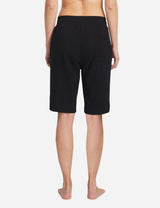 Baleaf Women's Mid-Rise Cotton Pocketed Bermuda Shorts abh104 Black Back