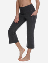 Baleaf Women Mid Rise Side & Hidden Pocketed Bootleg Basic Capris abh111 Charcoal Side
