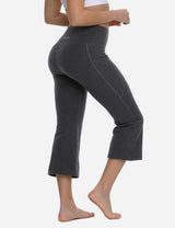 Baleaf Women Mid Rise Side & Hidden Pocketed Bootleg Basic Capris abh111 Charcoal Back
