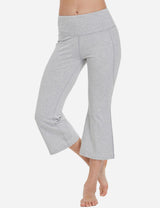 Baleaf Women Mid Rise Side & Hidden Pocketed Bootleg Basic Capris abh111 Light Gray Front