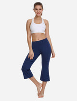 Baleaf Women Mid Rise Side & Hidden Pocketed Bootleg Basic Capris abh111 Navy Full