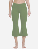 Baleaf Women Mid Rise Side & Hidden Pocketed Bootleg Basic Capris abh111 Olive Green Front