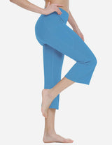 Baleaf Women Mid Rise Side & Hidden Pocketed Bootleg Basic Capris abh111 Niagara Side