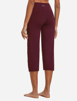 Baleaf Women's High Rise Non-See-Through Pocketed Open End Leggings abh161 Wine Red Back
