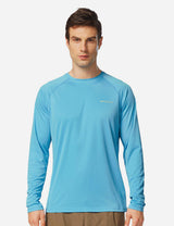 #Baleaf Men's UPF50+ Long Sleeved Loose Fit Casual T-Shirt aga002 Blue Front