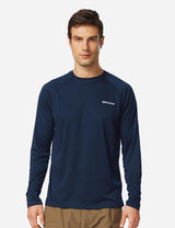#Baleaf Men's UPF50+ Long Sleeved Loose Fit Casual T-Shirt aga002 Dark Blue Front