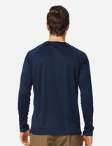 #Baleaf Men's UPF50+ Long Sleeved Loose Fit Casual T-Shirt aga002 Dark Blue Back