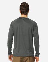 #Baleaf Men's UPF50+ Long Sleeved Loose Fit Casual T-Shirt aga002 Deep Gray Back