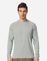 #Baleaf Men's UPF50+ Long Sleeved Loose Fit Casual T-Shirt aga002 Gray Front