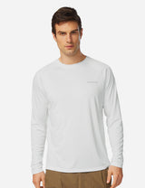 #Baleaf Men's UPF50+ Long Sleeved Loose Fit Casual T-Shirt aga002 White Front