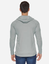 Baleaf Men's UPF50+ Hooded & Thumbhole Comfort Fit Long Sleeved Shirt aga030 Gray Back