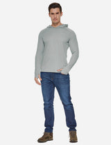 Baleaf Men's UPF50+ Hooded & Thumbhole Comfort Fit Long Sleeved Shirt aga030 Gray Full