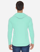Baleaf Men's UPF50+ Hooded & Thumbhole Comfort Fit Long Sleeved Shirt aga030 Light Green Back
