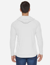 Baleaf Men's UPF50+ Hooded & Thumbhole Comfort Fit Long Sleeved Shirt aga030 White Back