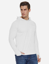 Baleaf Men's UPF50+ Hooded & Thumbhole Comfort Fit Long Sleeved Shirt aga030 White Side