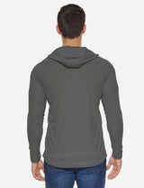 Baleaf Men's UPF50+ Hooded & Thumbhole Comfort Fit Long Sleeved Shirt aga030 Deep Gray Back