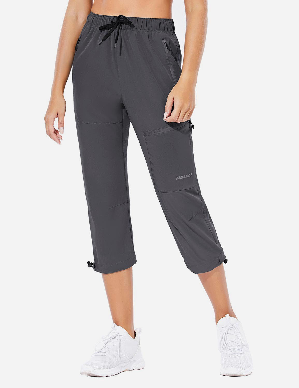 NWT* BALEAF Womens Size XL Black With Side Pockets Active Capri Pants #689  
